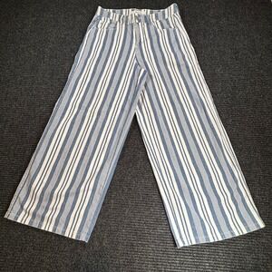 Skinnygirl Barry Wide Leg Crop Jeans Striped Blue White Size 26 2 Womens Denim
